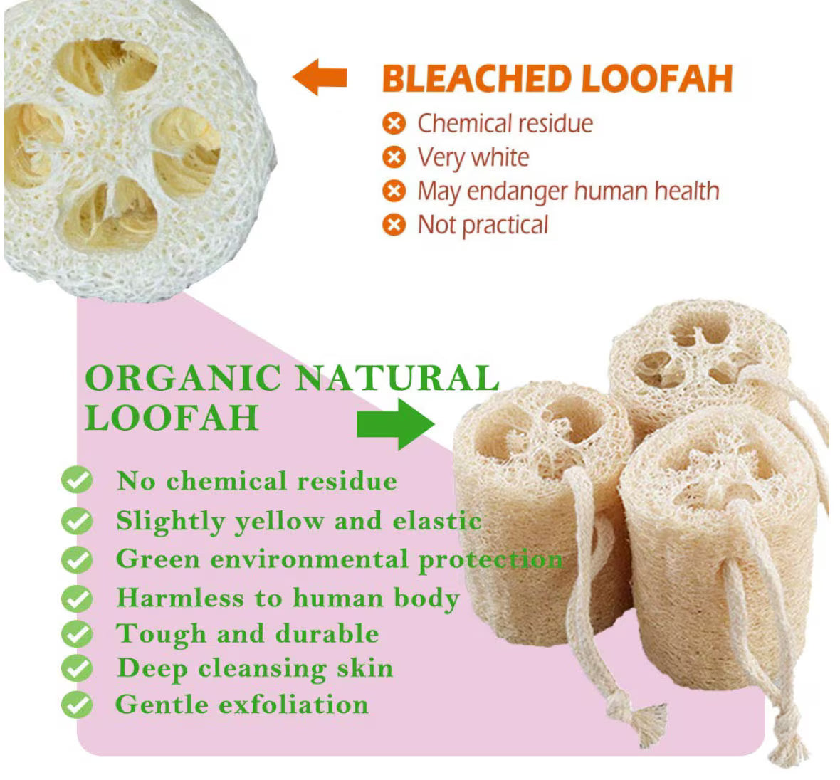 Organic Loofah Sponge 100% Biodegradable for Bath Or Kitchen Use + Free gift